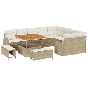 vidaXL Tr&auml;dg&aring;rdsoffset 12 st Beige konstrotting