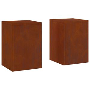 vidaXL V&auml;xtst&auml;ll 2 pcs Rostig 24 x 24 x 35 cm V&auml;derbest&auml;ndig st&aring;l