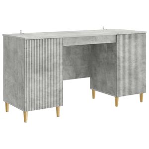 vidaXL Skrivbord med d&ouml;rr Betonggr&aring; 142,5 x 50 x 75 cm Konstruerat tr&auml;