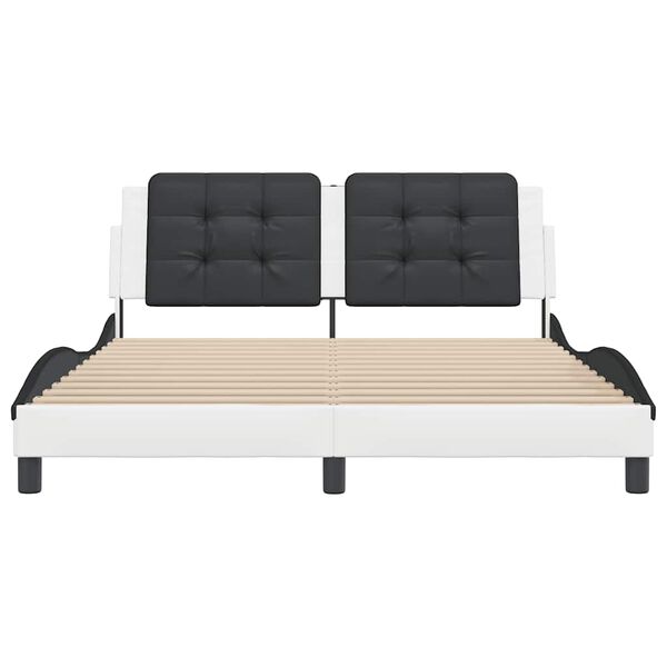 vidaXL Bed Frame without Mattress "Zadar" White and Black 160x200 cm Faux Leather
