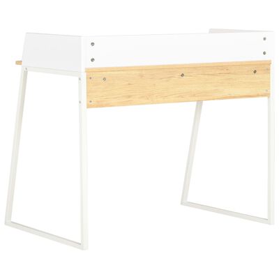 vidaXL Skrivbord vit och ek 90x60x88 cm