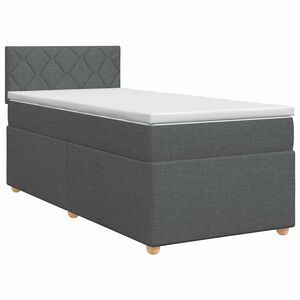vidaXL Kontinentals&auml;ng med madrass M&ouml;rkgr&aring; 90 x 190 cm Tyg