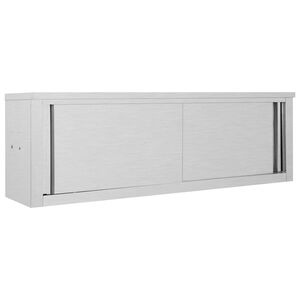 vidaXL K&ouml;kssk&aring;p med skjutd&ouml;rrar 150x40x50 cm rostfritt st&aring;l