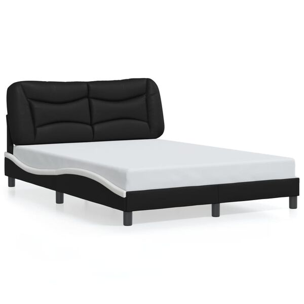 vidaXL Bed Frame without Mattress "Hvar" Black and White 140x200 cm Faux Leather