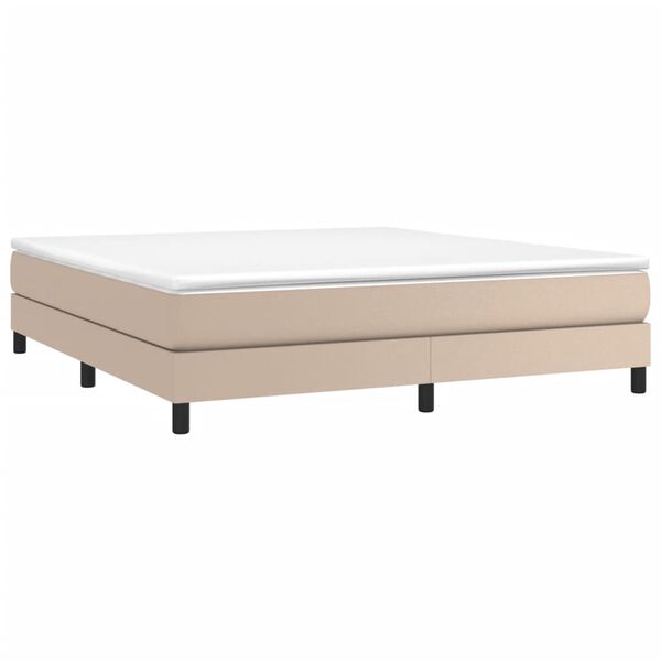 vidaXL Boxspring-s&auml;ngram cappuccino 160x200 cm konstl&auml;der
