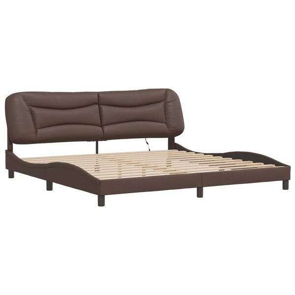 vidaXL Bed Frame with LED without Mattress "Hvar" Brown 200x200 cm