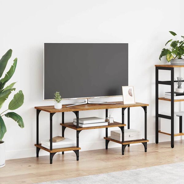 vidaXL TV-sk&aring;p Gammalt tr&auml; 102 x 35 x 45,5 cm Konstruerat tr&auml; och j&auml;rn