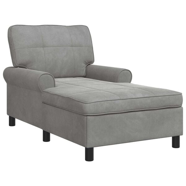 vidaXL Chaise Lounge med kudde Ljusgr&aring; 91 x 157 x 91 cm Sammet