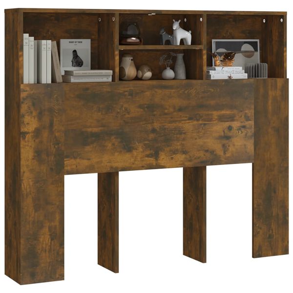 vidaXL Sänggavel med förvaring rökfärgad ek 120x19x103,5 cm