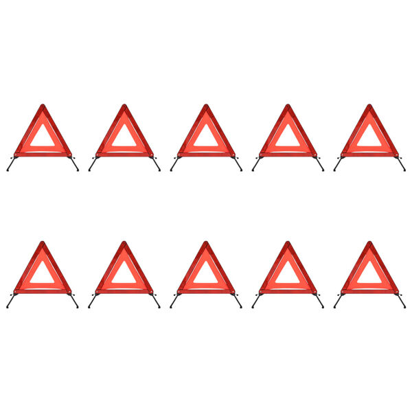 vidaXL Varningstrianglar 10 st r&ouml;d 56,5x36,5x44,5 cm