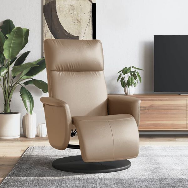 vidaXL Reclinerf&aring;t&ouml;lj med fotst&ouml;d cappuccino konstl&auml;der