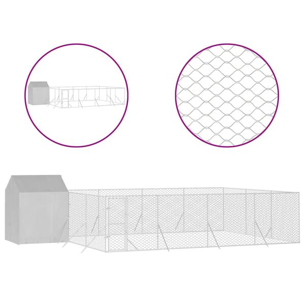 vidaXL Hundgård med tak silver 10x6x2,5 m galvaniserat stål