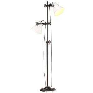 vidaXL Golvlampa med 2 lampsk&auml;rmar vit E27 gjutj&auml;rn