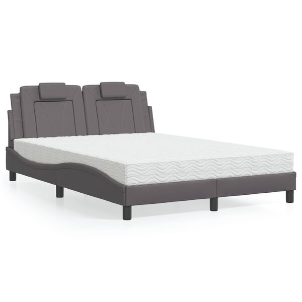 vidaXL Bed "Viana" with Mattress Grey 140x190 cm Faux Leather