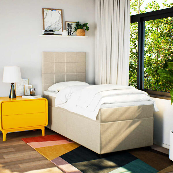 vidaXL Rams&auml;ng med madrass gr&auml;ddvit 90x190 cm tyg