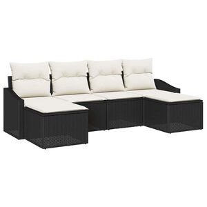 vidaXL Tr&auml;dg&aring;rdsm&ouml;belset med kudde med lagring 6 pcs Svart och kr&auml;m