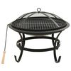 vidaXL 2-i-1 Eldstad med grill och eldgaffel 56x56x49 cm st&aring;l
