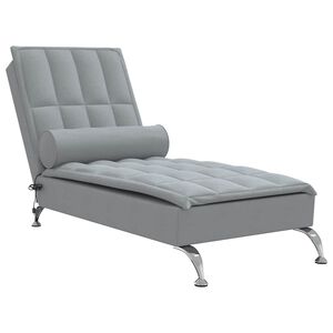 vidaXL Massagesch&auml;slong med bolster ljusgr&aring; tyg