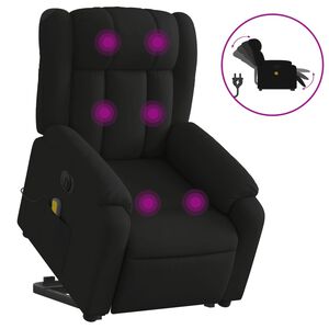 vidaXL Elektrisk massagef&aring;t&ouml;lj med uppresningshj&auml;lp svart tyg