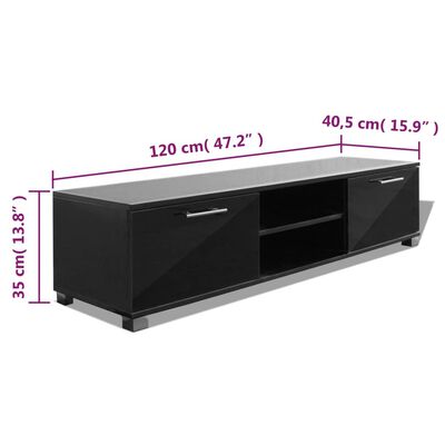 vidaXL Tv-bänk högglans svart 120x40,5x35 cm