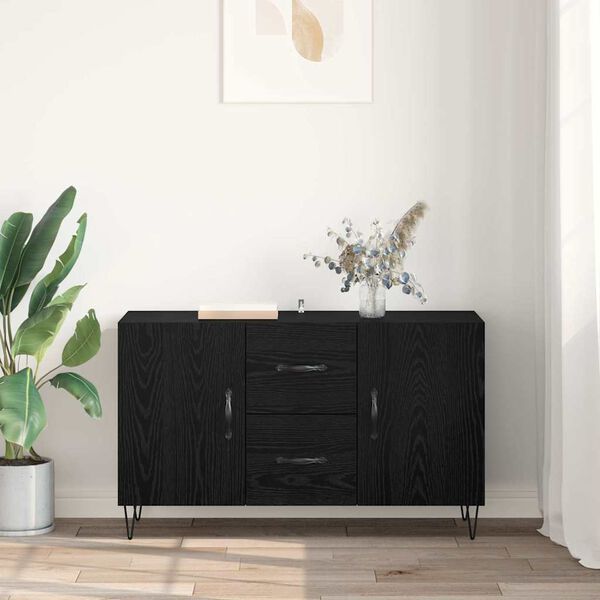 vidaXL Sideboard med l&aring;da Svart Ek 100 x 36 x 60 cm Konstruerat tr&auml;