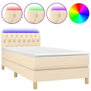 vidaXL Rams&auml;ng med madrass & LED gr&auml;ddvit 90x200 cm tyg