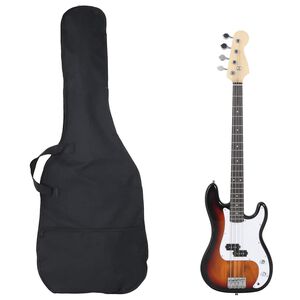vidaXL Elektrisk basgitarr f&ouml;r nyb&ouml;rjare med v&auml;ska brun&vit 4/4 46"