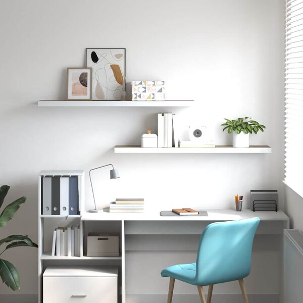 vidaXL Sv&auml;vande v&auml;gghyllor 2 st ek och vit 120x23,5x3,8 cm MDF