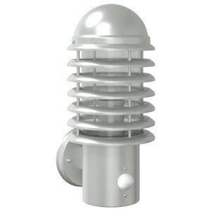 vidaXL Utomhusv&auml;gglampa med sensor silver rostfritt st&aring;l