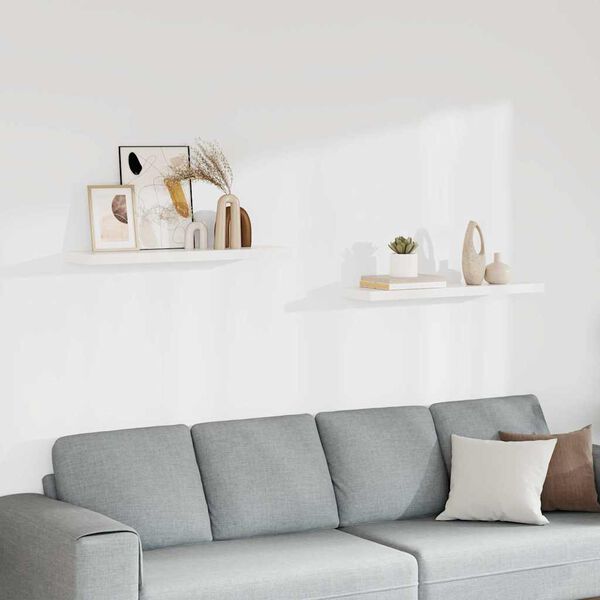vidaXL Sv&auml;vande v&auml;gghyllor 2 st vit 90x23,5x3,8 cm MDF