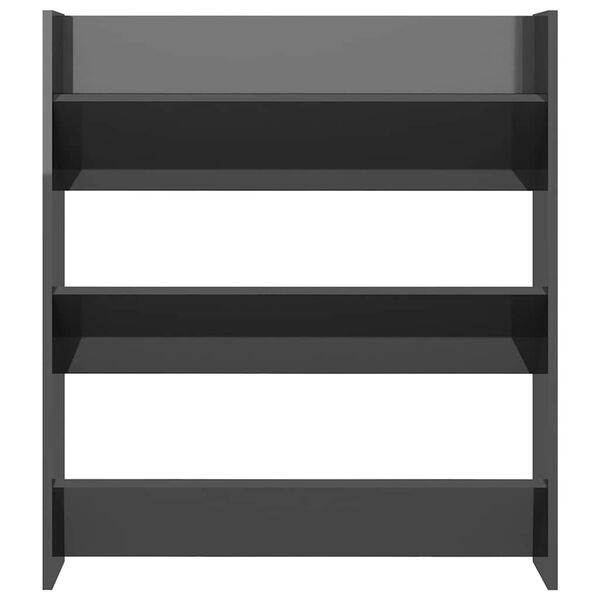 vidaXL V&auml;ggmonterat skost&auml;ll gr&aring; h&ouml;gglans 80x18x90 cm konstruerat tr&auml;