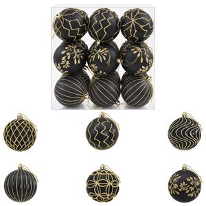 vidaXL Julgransprydnad Set XL 18 st Svart och Guld 8 cm Polystyren