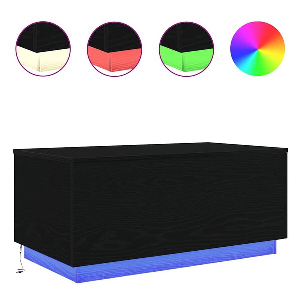 vidaXL Soffbord med LED svart ek 90x50x40 cm