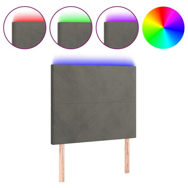 vidaXL Sänggavel LED mörkgrå 100x5x118/128 cm sammet