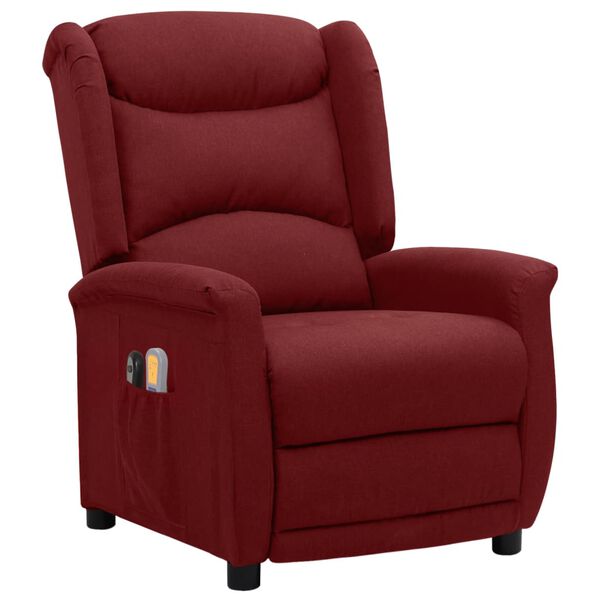 vidaXL Elektrisk massagef&aring;t&ouml;lj vinr&ouml;d tyg