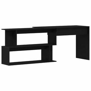 vidaXL Skrivbord Svart Ek Konstruerat tr&auml; 200 x 50 x 76 cm