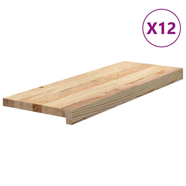 vidaXL Trappstegsmattor 12 pcs obehandlad 70x30x2 cm massiv ek