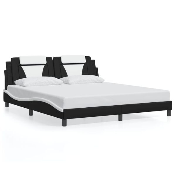 vidaXL Bed Frame "Viana" without Mattress Black and White 180x200 cm Faux Leather