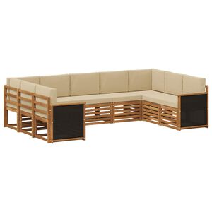 vidaXL Sektionsoffgrupp 7 pcs Naturlig Massivt akaciatr&auml; och polyester