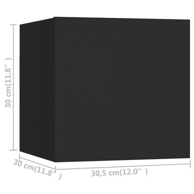 vidaXL Väggmonterade tv-skåp 8 st svart 30,5x30x30 cm