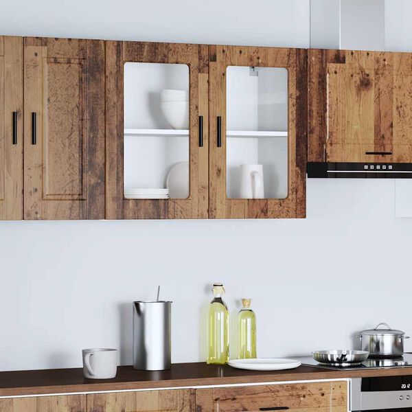 vidaXL V&auml;ggsk&aring;p f&ouml;r k&ouml;k med glasd&ouml;rr Porto &aring;ldrat tr&auml;