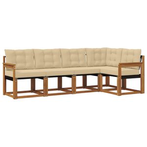 vidaXL Utomhussoffset med kudde 5 pcs Naturlig och Beige