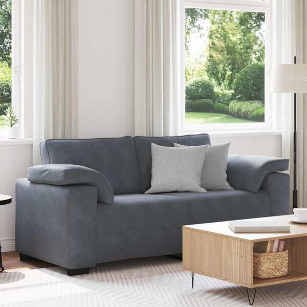 vidaXL Loveseat soffa m&ouml;rkgr&aring; 140 cm sammet