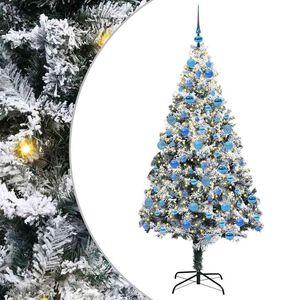 vidaXL Konstgjord julgran Vit 180 cm PVC och St&aring;l och Plast