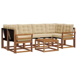 vidaXL Utomhussoffset med kudde 7 pcs Naturlig och Beige