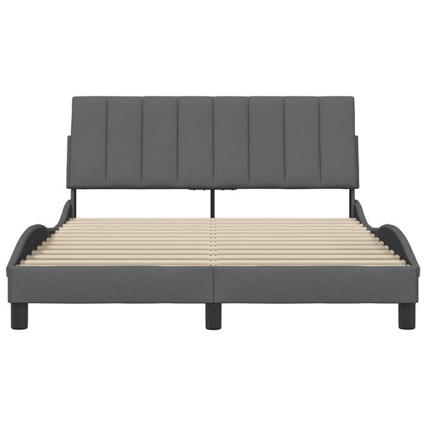 vidaXL Bed Frame without Mattress "Hanko" Dark Grey 140x190 cm Fabric