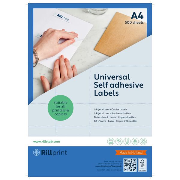 rillprint Sj&auml;lvh&auml;ftande etiketter 105x148 mm 500 ark vit