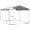 vidaXL Hundg&aring;rd med tak silver 3x4,5x2,5 m galvaniserat st&aring;l