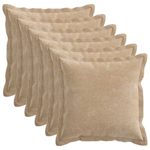 vidaXL Kudd&ouml;verdrag 6 st HOUTEN Taupe 35 x 35 cm Chenilletyg