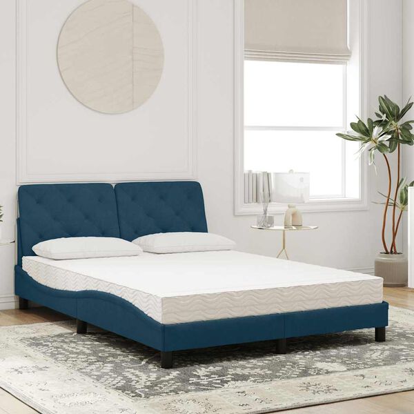 vidaXL Bed with Mattress Blue 140x200 cm Velvet
